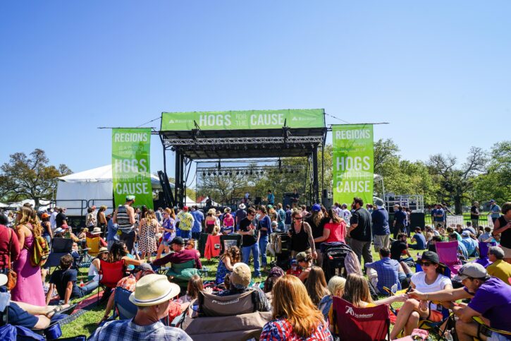 Community fundraising event supporting pediatric cancer through Hogs for the Cause