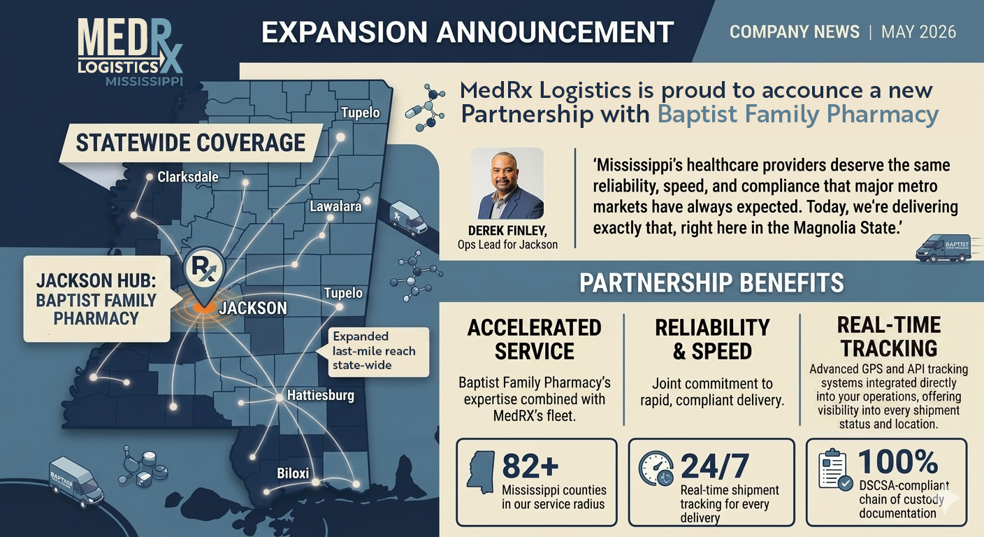 MedRX Logistics announces Mississippi expansion with Jackson distribution hub and Baptist Family Pharmacy partnership
